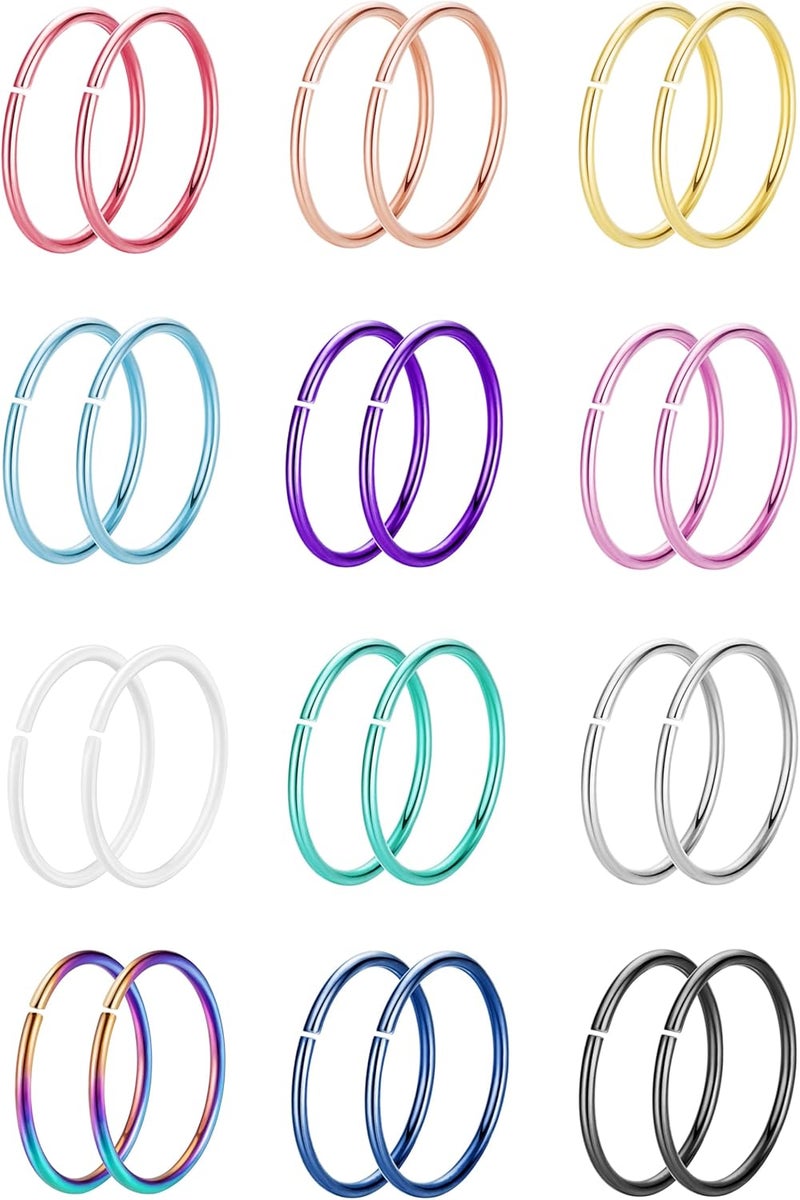 NICEIGHT 18G 20G 22G Stainless Steel Nose Rings Hoops for Women Men Cartilage Helix Earring Hoops Lip Rings Nose Piercing Jewelry - Image 1